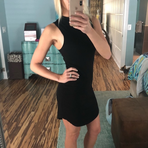 Black mock neck ribbed dress - Picture 4 of 8